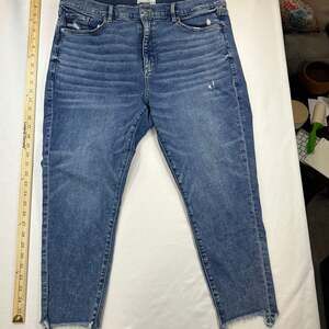 LOFT The Skinny Women Sz 34/18 Light Wash High Rise Raw Hem Stretch Jeans